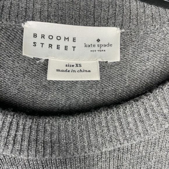 KATE SPADE Sweater Women XS Gray Embroidered Winking Face Pullover Wool Blend - Picture 9 of 10